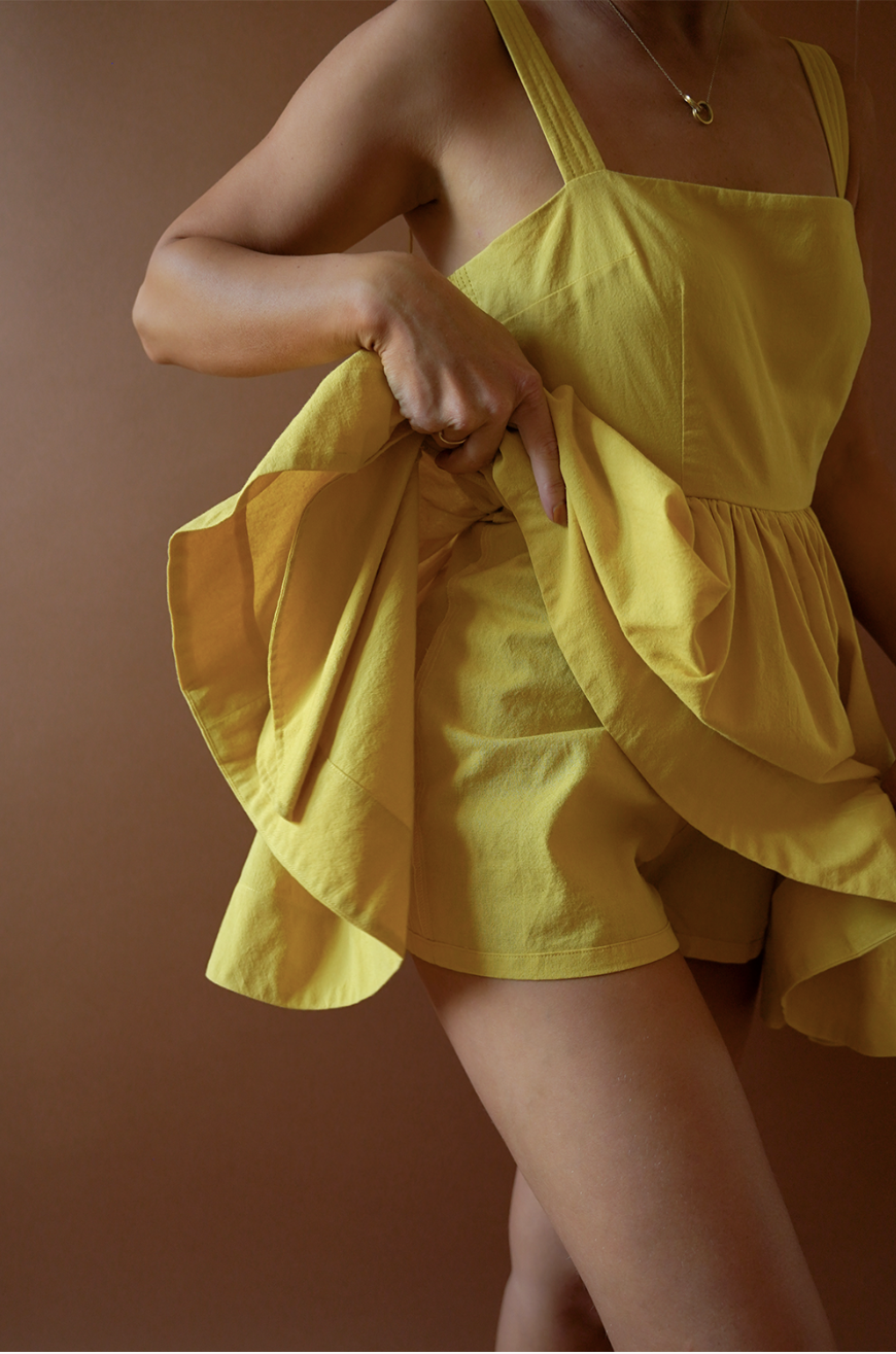 The Mathilde Romper Dress in Dandelion