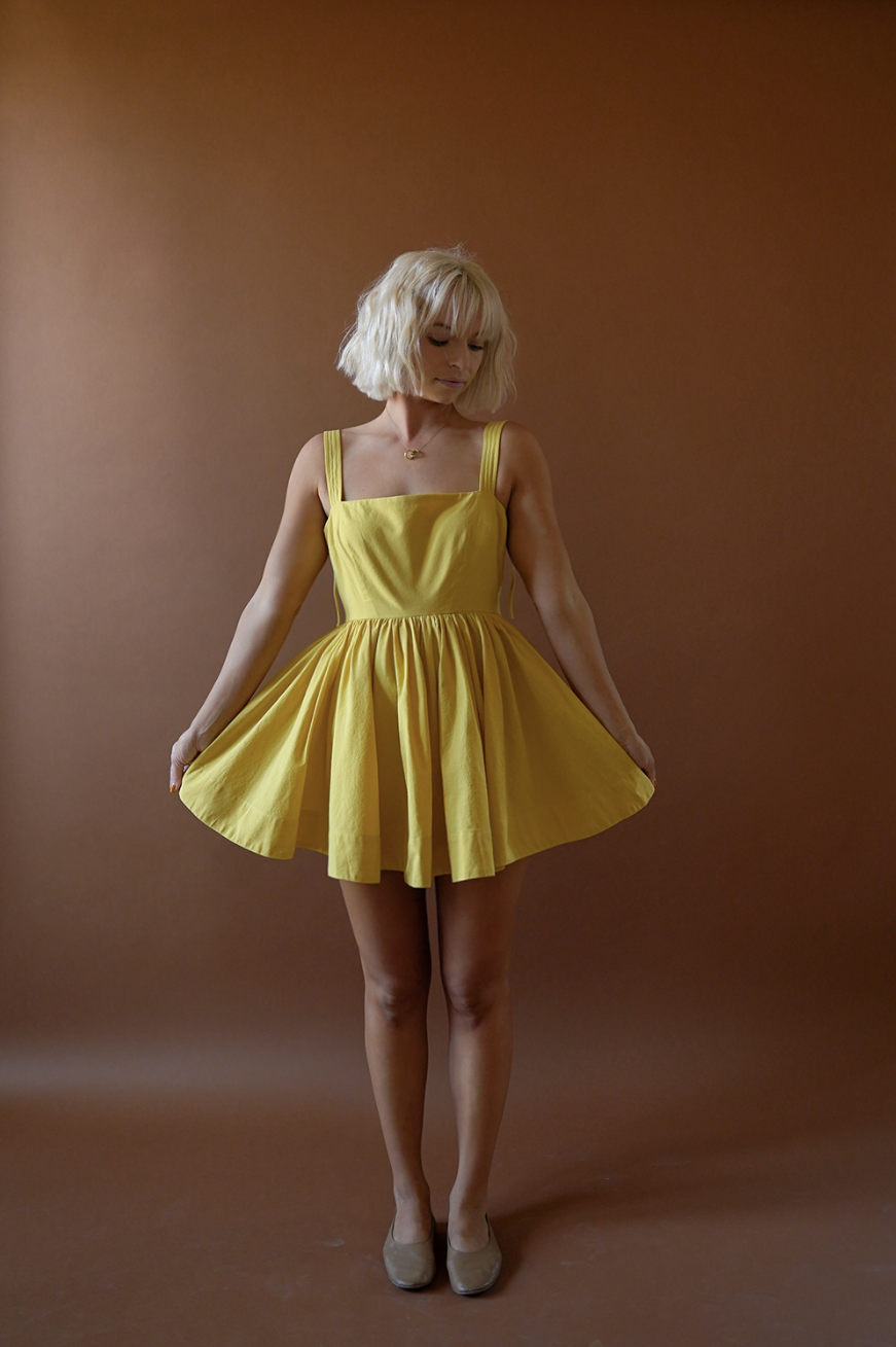 The Mathilde Romper Dress in Dandelion