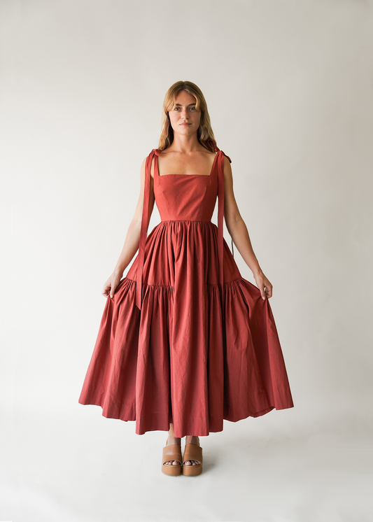 The Cozette Dress in Terra Cotta