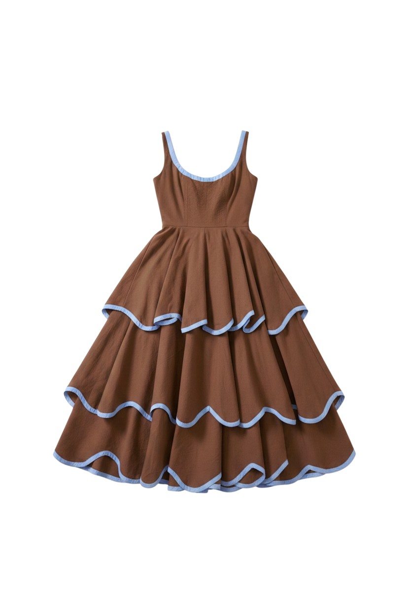 The Millie Dress in Saddle Brown and Sky Blue – Alli Marye