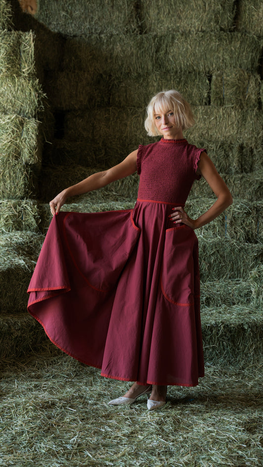 Margot Dress In Maple Red