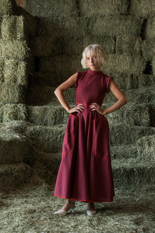Margot Dress In Maple Red