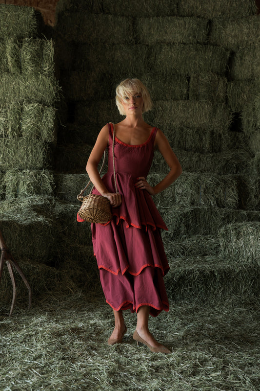Millie Dress in Maple Red