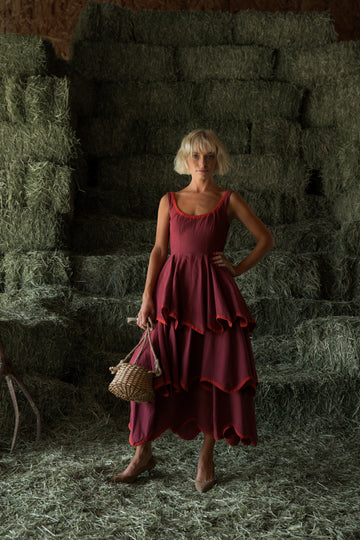 Millie Dress in Maple Red
