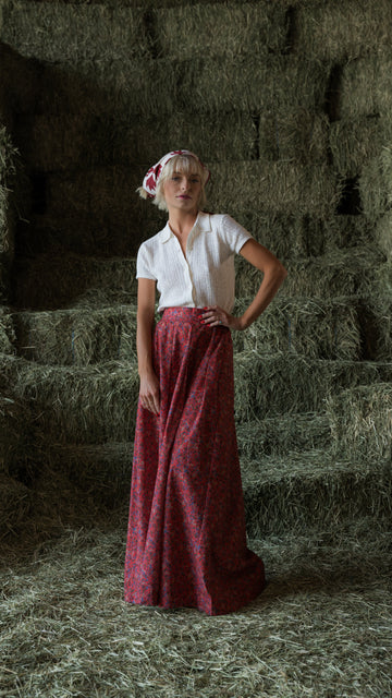 The Rosemary Skirt in Red & Burgundy