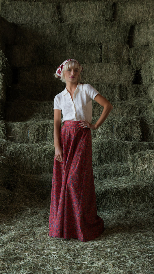 The Rosemary Skirt in Red & Burgundy