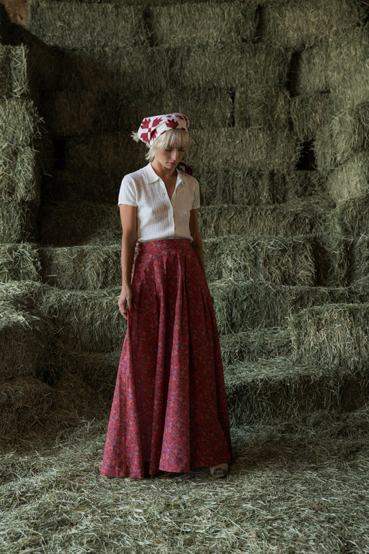 The Rosemary Skirt in Red & Burgundy