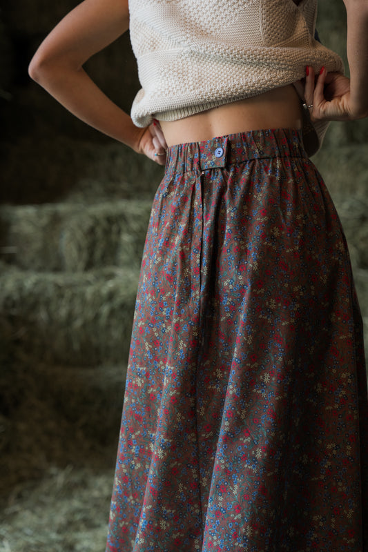 The Rosemary Skirt in Brown & Blue