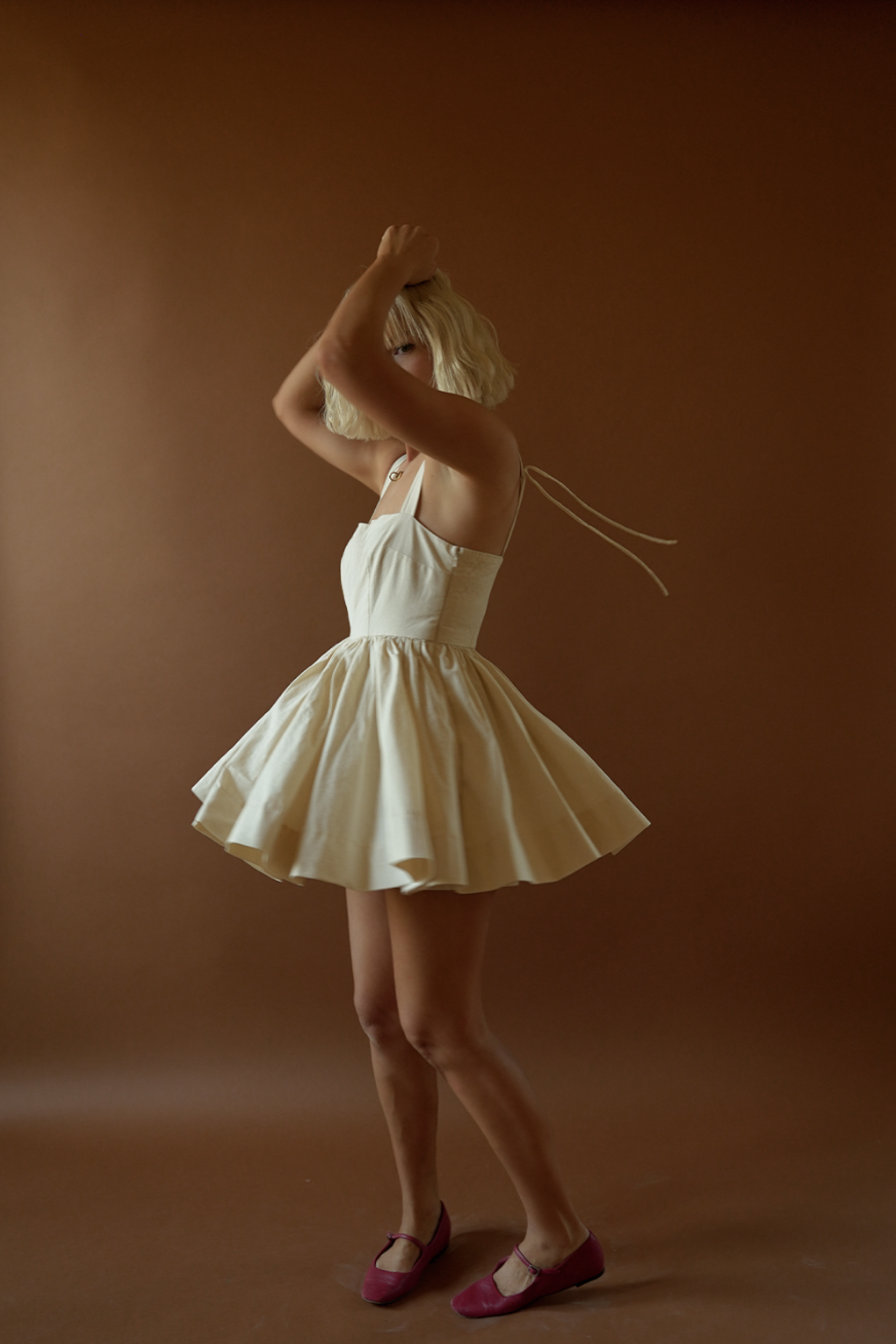 The Mathilde Romper Dress in Natural