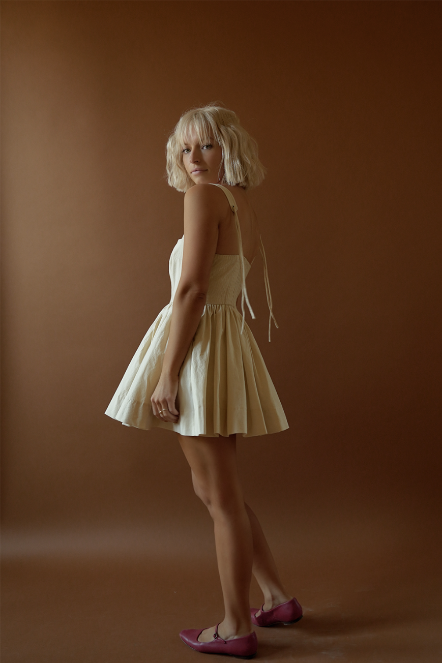 The Mathilde Romper Dress in Natural