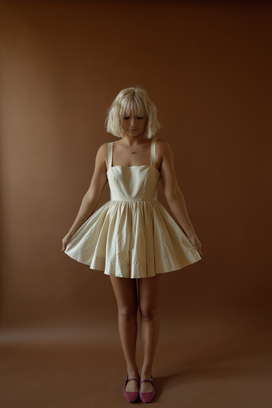 The Mathilde Romper Dress in Natural