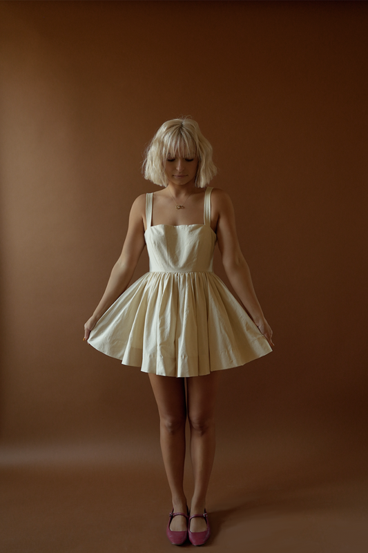 The Mathilde Romper Dress in Natural